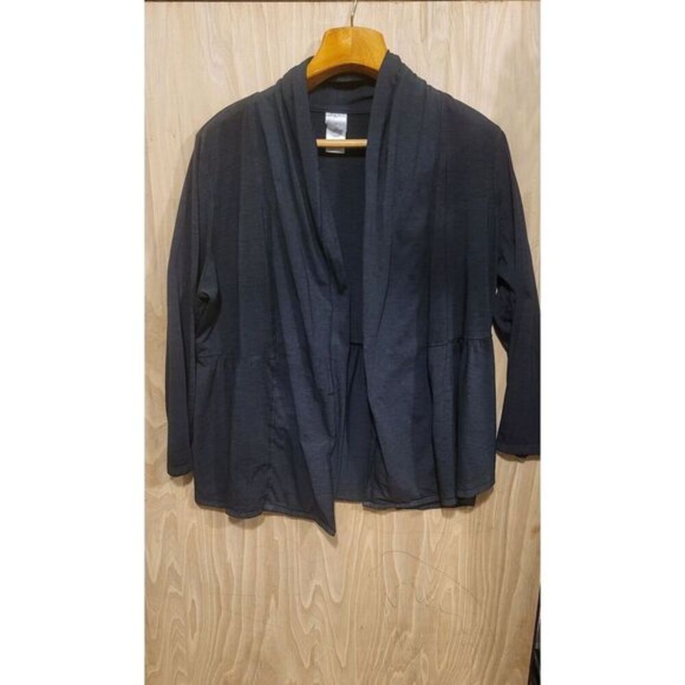 JMS Just My Size Womens 3x 22/24 Black‎ Shawl Collar Knit Thin Open Front...